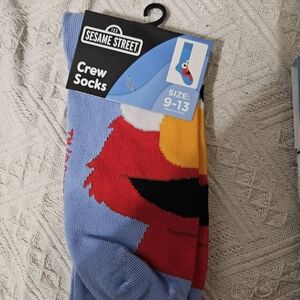 Sesame Street Elmo Crew Socks - Blue and Yellow